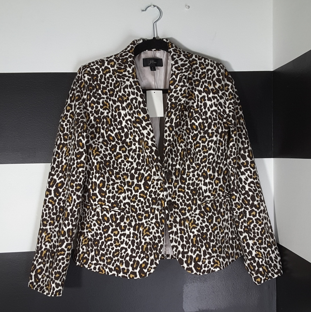 J. CREW $159 Leopard Print School Boy Jacket S NWT!